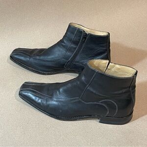 Men's Black Leather Chukka Boots with Side Zip